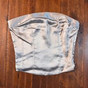 Wild Fable Champagne Satin Tube Top Smocked Back Corset Style XXS New